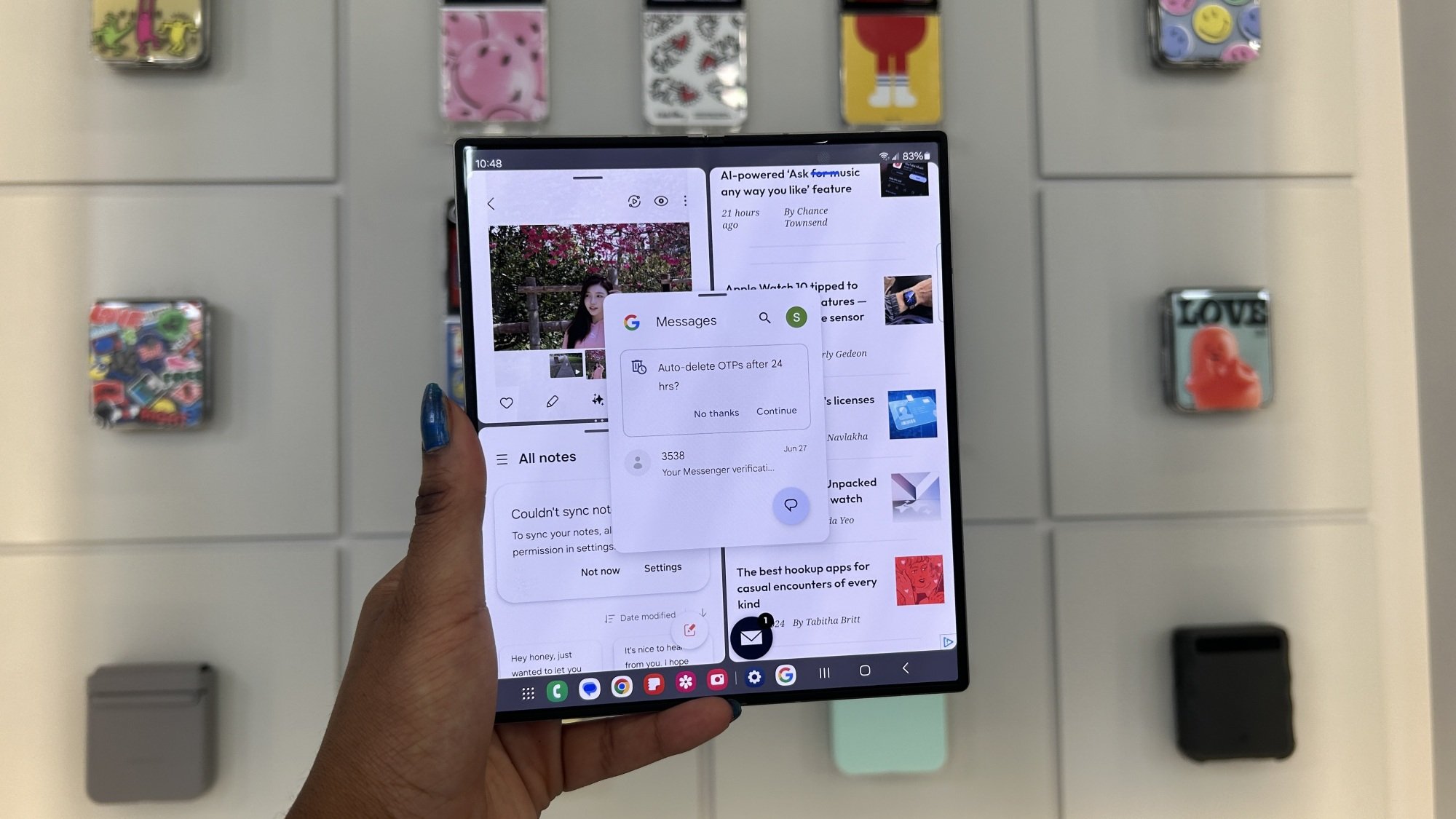 Samsung Galaxy Z Fold 6 inner display in hand