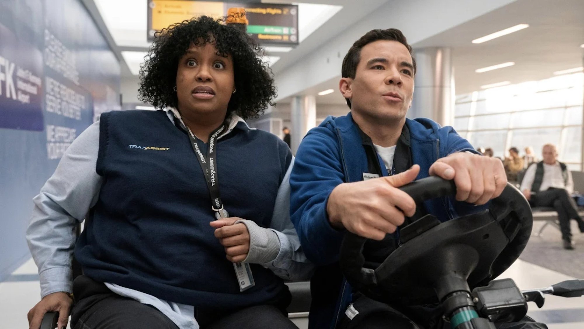 Natasha Rothwell and Conrad Ricamora in "How to Die Alone."