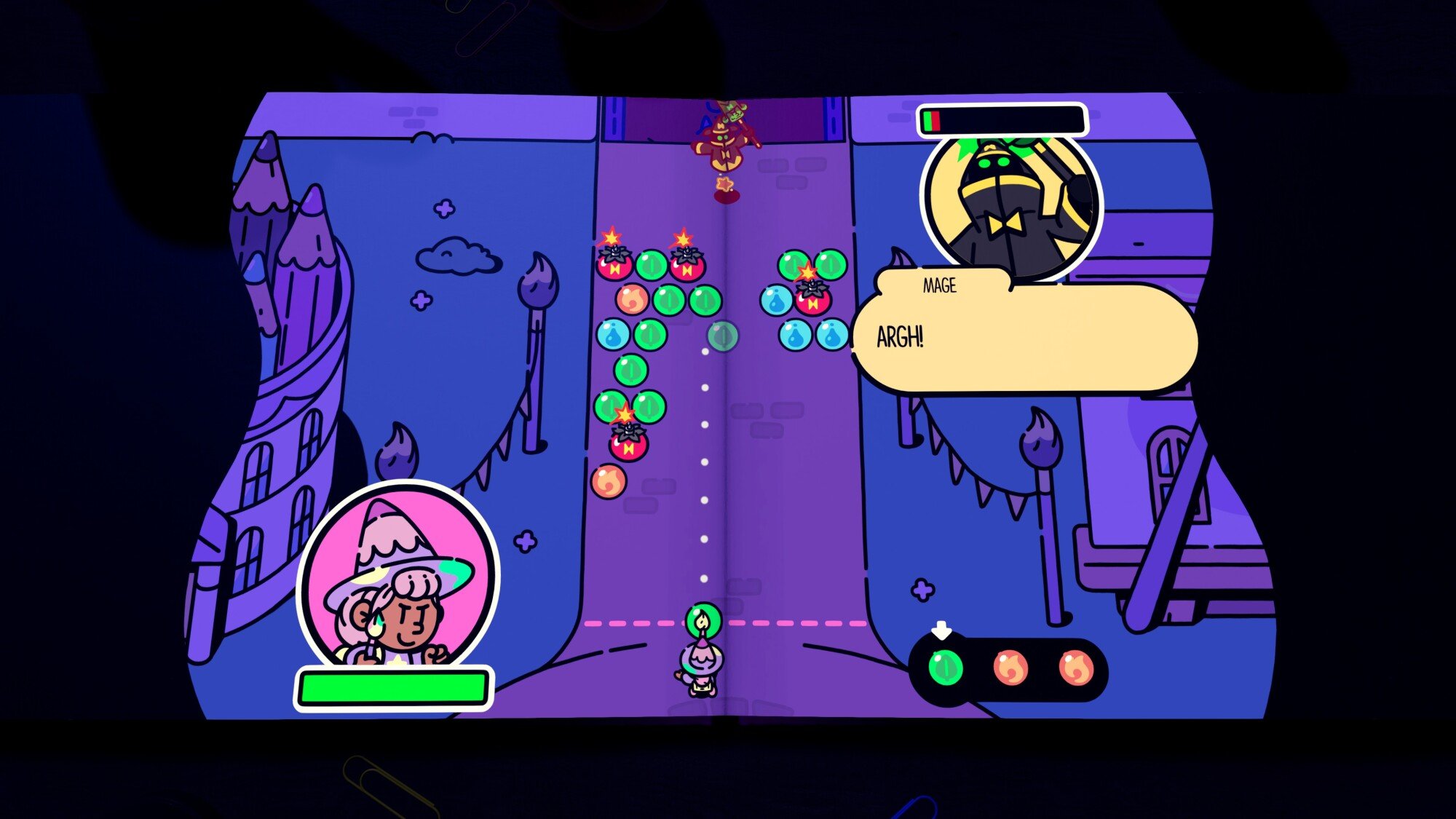 The bubble shooting puzzle minigame in 'The Plucky Squire.'