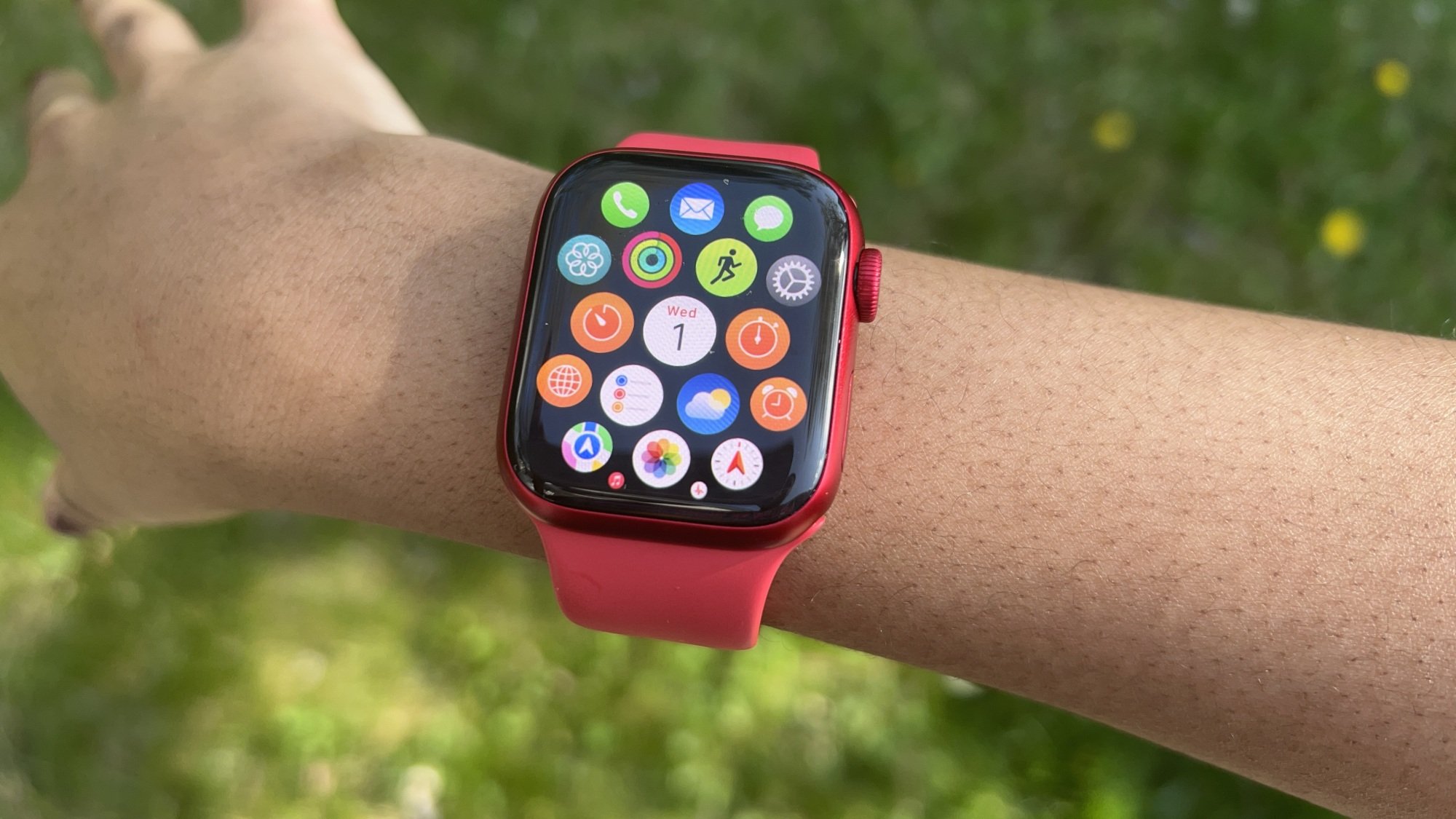 Apple Watch Series model on a woman's wrist