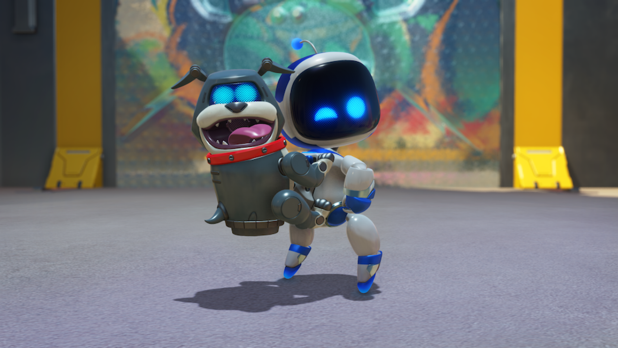 Astro Bot with dog robot backpack