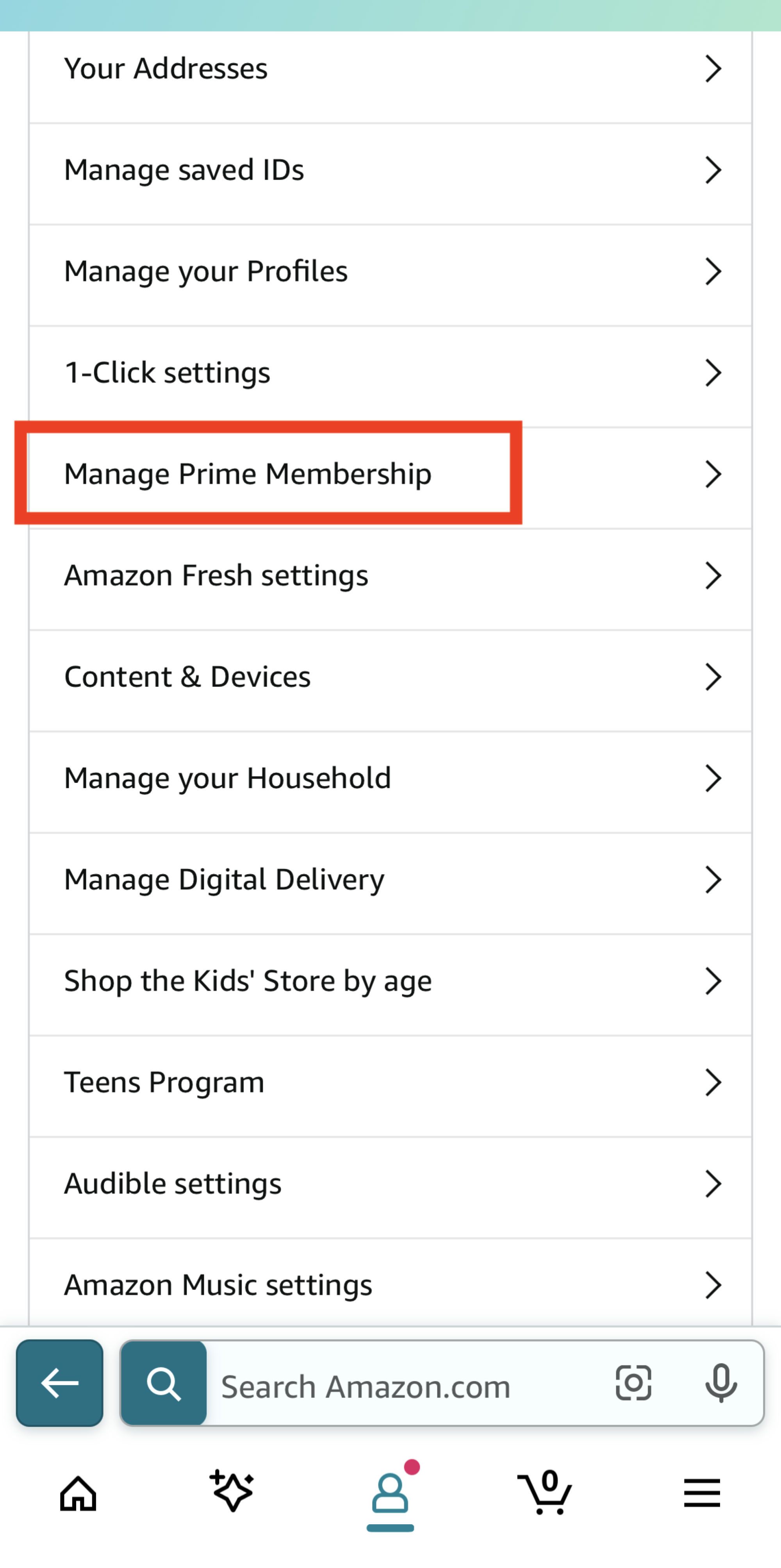 Screenshot of the Amazon app.