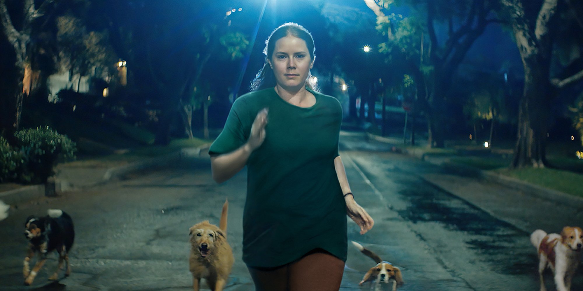 Amy Adams goes for a run with dogs in "Nightbitch." 