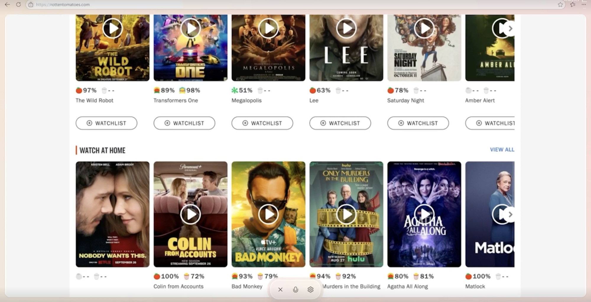 Copilot Vision demo on Rotten Tomatoes