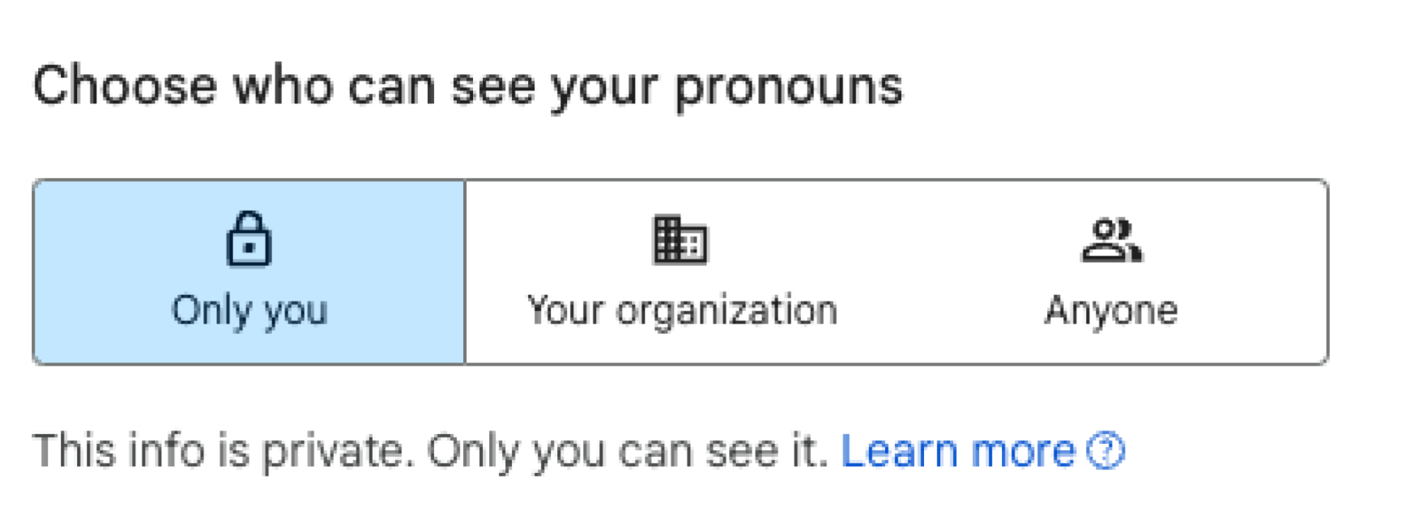 You can chose who sees your pronouns. 